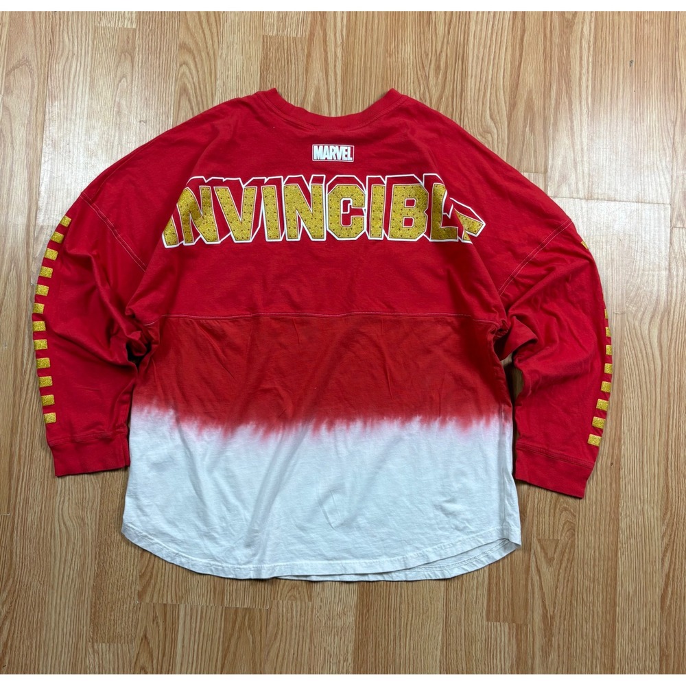 Marvel Iron Man Invincible Spirit Jersey Red White Ombre Glitter XL